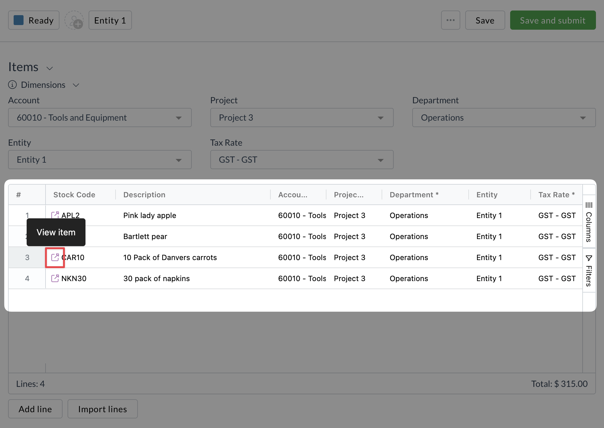 Item default coding | Zudello Knowledge Base