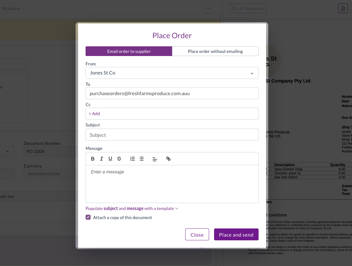 Order Only Placing an order | Zudello Knowledge Base