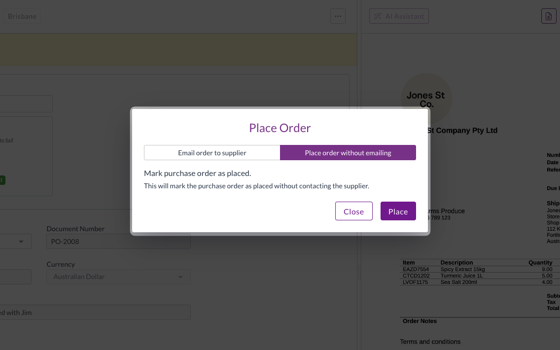 Placing an order | Zudello Knowledge Base
