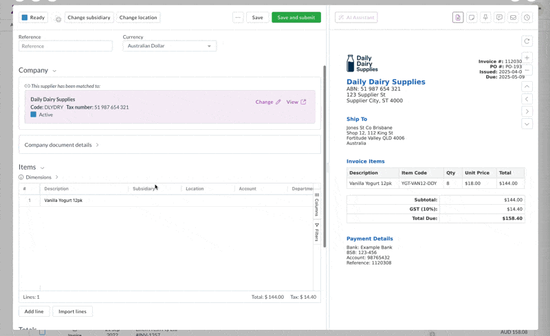 Code the invoice