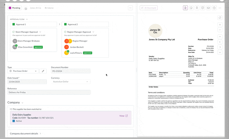 Sending the purchase order