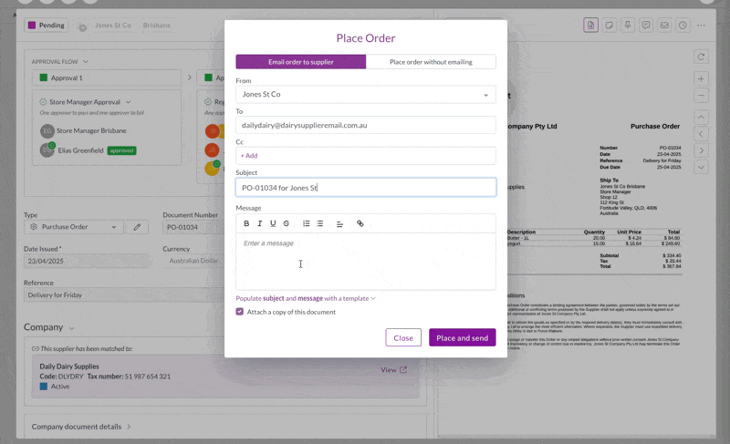 Confirming purchase order delivery