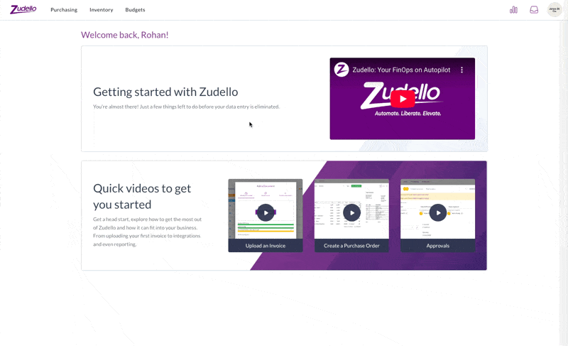 Opening the Purchasing module