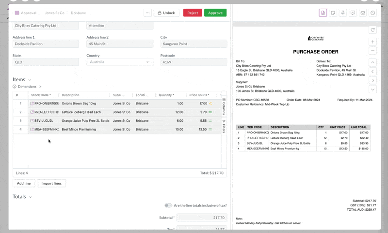 Reviewing sales order details