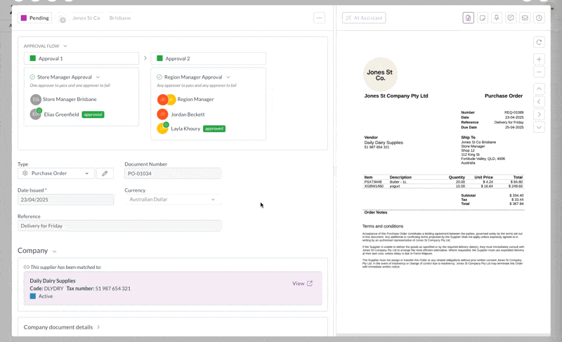 Reviewing purchase order details