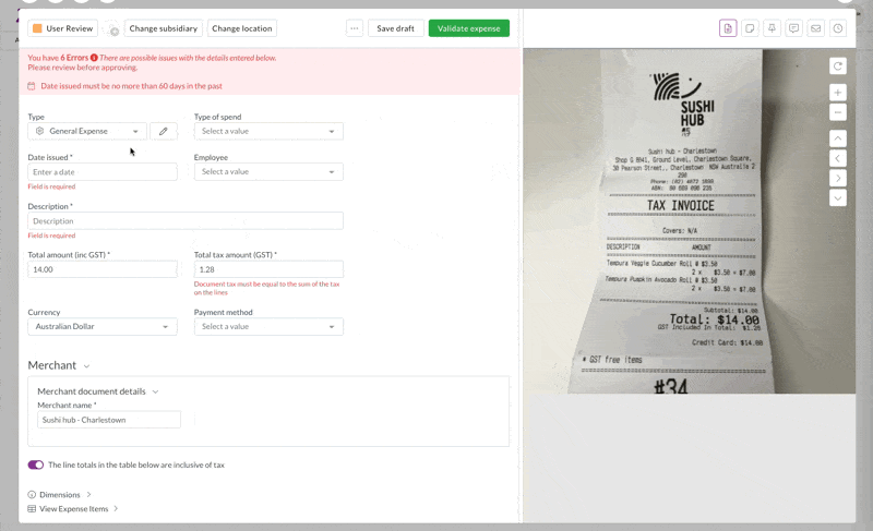 Select type and employee