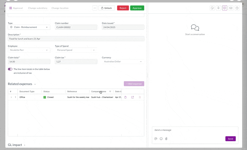 Reviewing expenses and receipts
